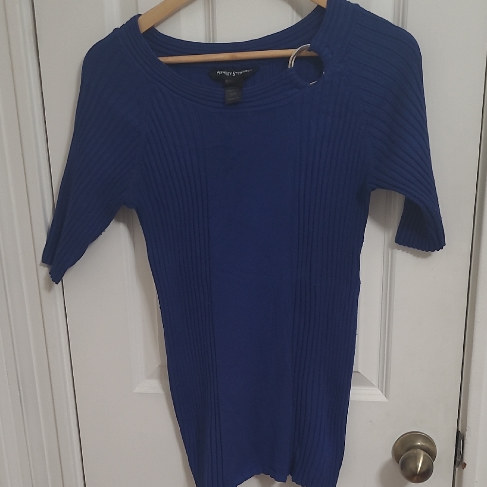 Ashley Stewart Royal Blue Ribbed Blouse